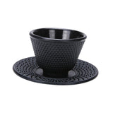 Maxbell Cast Iron Teacup Coaster Set Delicate Teacup Creative Teaware Tea Cup with Saucer Round coaster