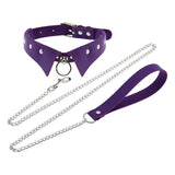 Maxbell Punk Collar Choker Adjustable Vingate PU Leather O Ring Choker Necklace purple