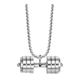 Maxbell Dumbbell Pendant for Men Decor Sport Creative Necklace for Holiday Party Men Silver
