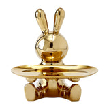 Maxbell Maxbell Creative Rabbit Figurine Sculpture Sundries Container Vanity Tray Statue Aureate