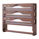 Maxbell Wrap Dispenser Bamboo Aluminum Foil and Parchment Wrapping Paper Storage 4 in 1 brown