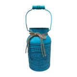 Maxbell Retro Iron Flower Bucket Farmhouse Flower Planter Metal Bucket for Balconies blue