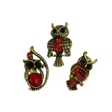 Maxbell 12pcs Assorted Antique Bronze colorful Rhinestone Owl Brooch Pins - Aladdin Shoppers