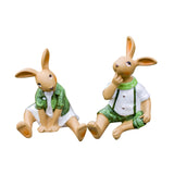 Maxbell 2 Pieces Garden Rabbit Statues Table Housewarming Gift Lawn Rabbit Figurines