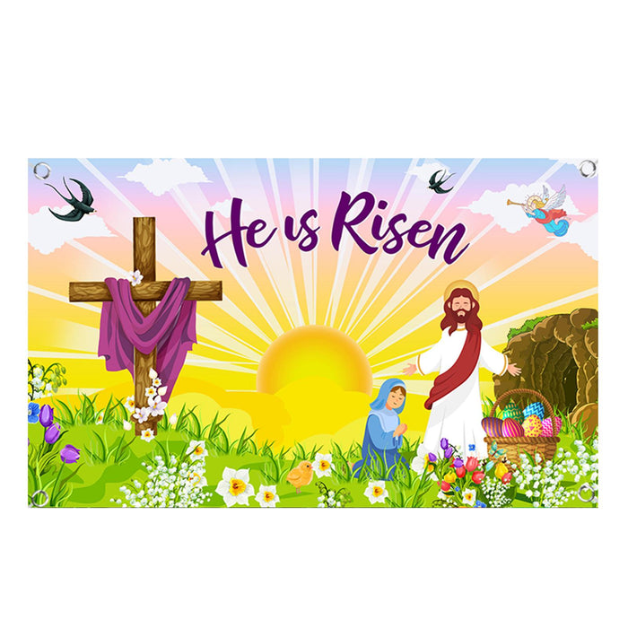 Maxbell Easter Backdrop Easter Decoration Hanging Banner for Wall Decor Garden Fence