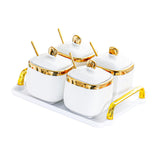 Maxbell Condiment Canister Nordic Food Storage Container Spice Container for Parties 4 jar gold
