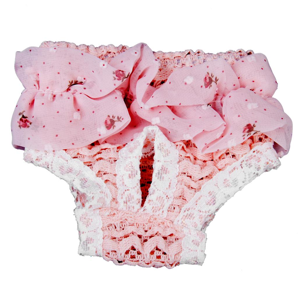 Maxbell Maxbell Waterproof Comfortable Pink Drape Pierced Design Floral Chiffon White Lace Dog Physical Pant Pet Supplies Pink L
