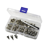 Maxbell 100x Cone Spikes Studs Mixed Shape Screw Back Studs for DIY Handcraft Jacket Silver White Color