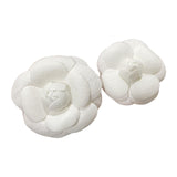 2Pcs Camellia Flower Brooches Lapel Pins for Suit Sweater Coat Dress Banquet White