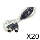 Maxbell 20xMIDI to USB Interface Cable Cord Converter PC to Music Keyboard Adapter