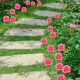 Maxbell 2Pcs Rose Garden Stakes Decor Realistic Yard Stakes for Porch Path Backyards Red