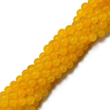 Maxbell 2x6mm Goldenrod Yellow Jade Round Gemstone Loose Beads Strand 15''