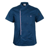 Maxbell Women Men Chef Jackets Coat Short Sleeves Shirt Kitchen Uniforms 3XL Blue
