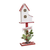 Christmas Bird House Decor Indoor Outdoor Ornament for Festival Balcony Yard White