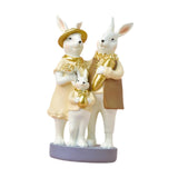 Pastoral Rabbit Family Statue Handmade Resin Sculpture for Table Shelf Decor