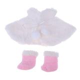 Maxbell Stylish Doll 2pcs Set Doll Cape & Boots Fits 25cm Mellchan Girl Dolls Winter Outfit -White - Aladdin Shoppers