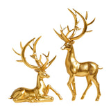 Couple Deer Statues Elegant Decorative Sculptures for Office Kitchen Cabinet