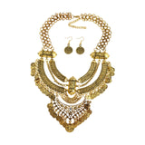 Bohemian Design Choker Necklace with Earrings for Costume Accessories Events Gold