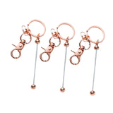 Maxbell 3x Beaded Keyring Bars Plating Metal Beaded Keychain for Jewelry Making Gift Rose gold