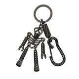 Maxbell Skeleton Pendant Spring Coil Snap Hook Carabiner Keychains Keyring black