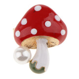 Maxbell 3 Pieces Delicate 3 Colors Enamel Faux Pearl Mushroom Brooch Pins for Womens
