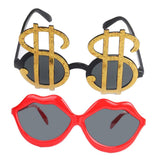 Maxbell 2xNovelty Gold US Dollar Sunglasses Red Lips Eye Glasses Funny Costume Party