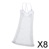 8x1/6 Mesh Strap Dress Women Clothes for 12'' Action Figure Accessories White