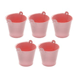 Maxbell 5x Galvanized Metal Buckets Container Rustic Party Favors Sturdy Ice Buckets Pink