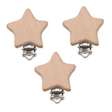 Maxbell 3 Pack Baby Pacifier Chain Clip Pacifier Clip Wooden Clip Baby Clip 53x45mm
