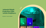 Rotating Water Ripple Night Light, light-emitting diode Projection Light, Romantic Bedroom Ambience 16-Color RC Recharge 9.5x14.5x10.5cm
