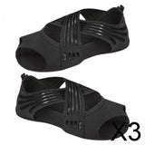 Maxbell 3xYoga Socks for Women Clasped Pilates Socks Grip Socks for Barre Yoga Pilates M Black