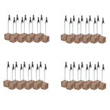 Maxbell 40x Rustic Fire Scar Wooden Base Wire Photo Clip Wedding Table Card Holder