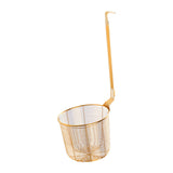 Maxbell Pasta Noodle Strainer Portable Frying Food Basket for Pasta Barbecue Kitchen gold