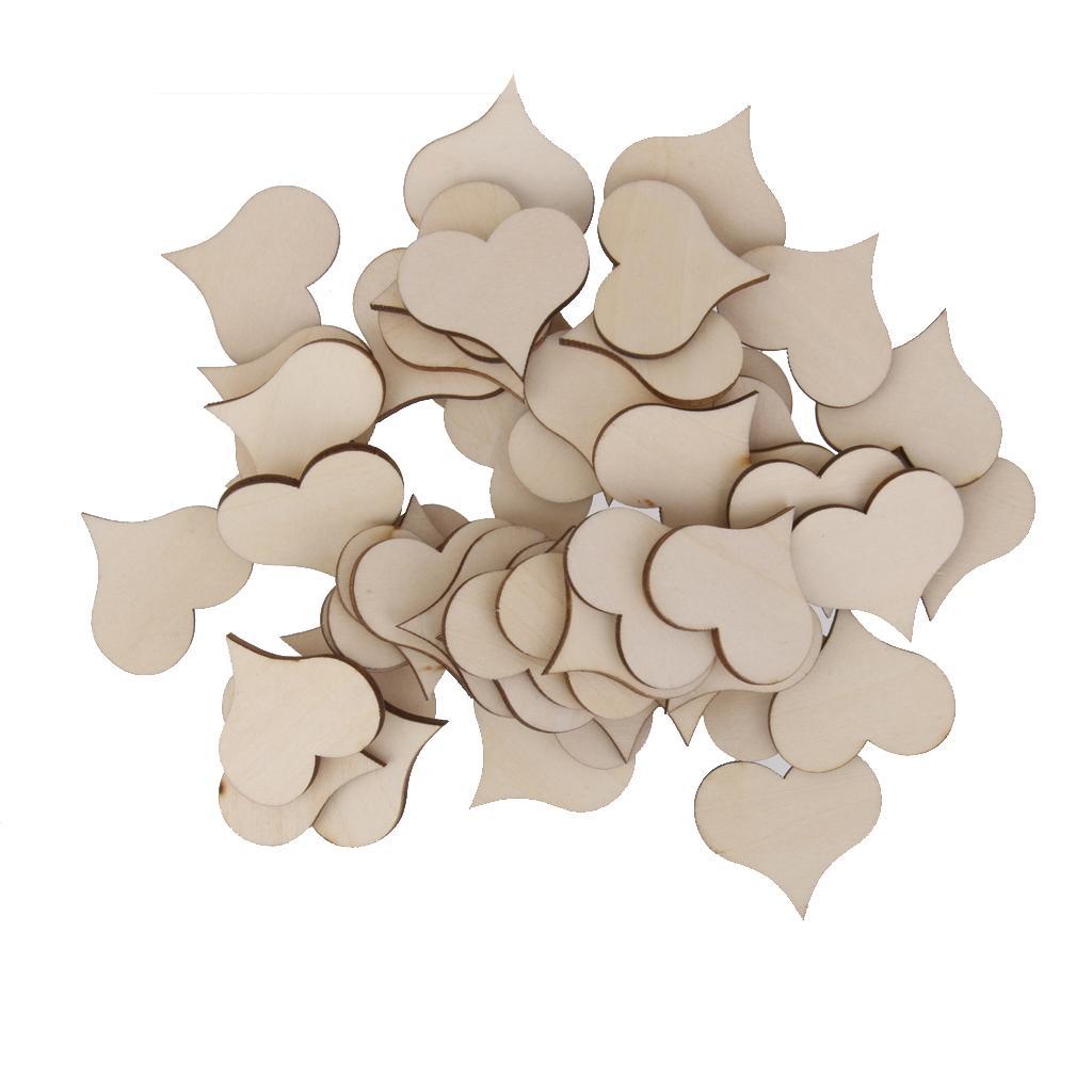 Maxbell Maxbell 25Pcs Wooden Hearts Embellishments for Craft 38.5x3mm