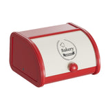 Maxbell Metal Bread Box Roll Top Bread Container for Entryway Kitchen Counter Pantry M White and Red