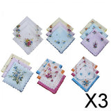 Maxbell 3x18 Pieces Women Soft Cotton Handkerchiefs Wedding Party Hankie Kerchiefs