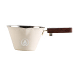 Maxbell 0.1 L Stainless Steel Coffee Extraction Cup Wide Mouth Accessory Wood Handle Beige