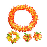 Maxbell Hawaiian Leis Set Wreath Outdoor Pool Summer Dance Artificial Flower Garland Orange Red