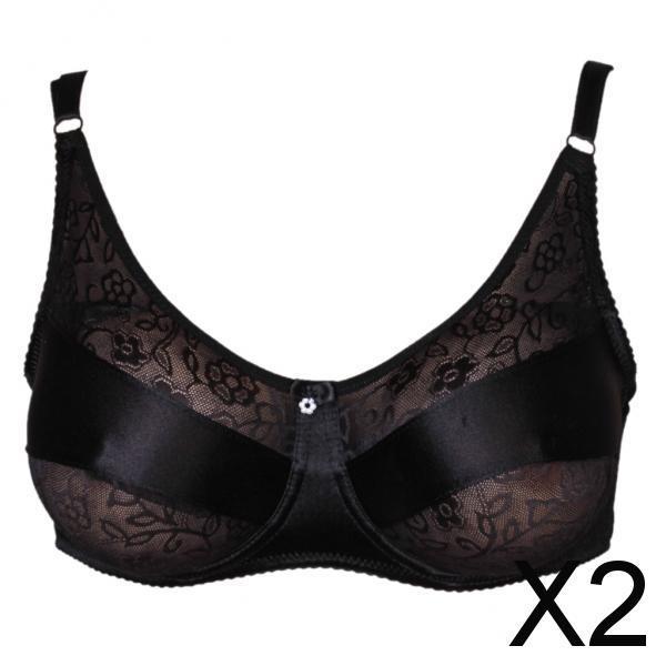 Maxbell 2xSpecial Pocket Bra for Silicone Breast Form False Boobs Mastectomy 34 Black