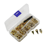 Maxbell 100x Cone Spikes Studs Mixed Shape Screw Back Studs for DIY Handcraft Jacket Gold Color