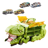 Dinosaur Transport Truck Carrier Portable Dinosaur Swallowing Truck for Kids green with 4 car