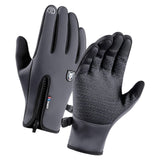 Maxbell Windproof Snow Gloves with Zipper Heat Keep for Driving Cycling Men Women Gray M - Aladdin Shoppers