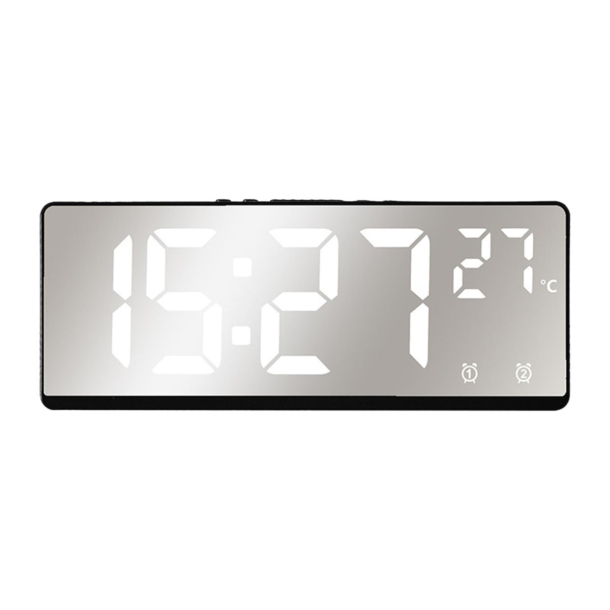 Digital Alarm Clock Desktop Mirror LED Clock for Beside School Hall Festival White Light