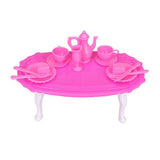 Maxbell Dining Room Furniture Dining Table Set for Barbie Doll Shocking Pink & White