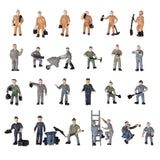 Maxbell 20x25Pcs Painted Railroad Worker People with Tools 1/87 Scale Scenery Accs