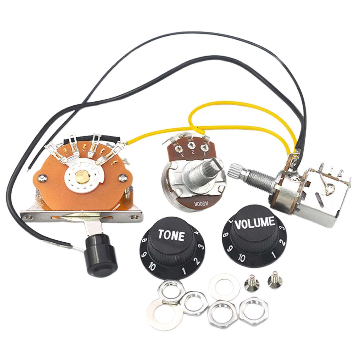 Maxbell Guitar 1 Tone 1 Volume LP Bass Rotary Potentiometer Humbucker Wiring Harness
