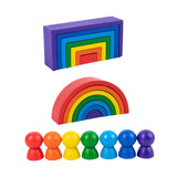 Rainbow Stacking Blocks Set Wooden Building Blocks for Kids for Ages 3+ Gift