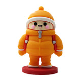 Maxbell Mini Desk Statue Doll Sculpture Tabletop Centerpiece Home Miniature Figurine Orange Coat