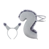Maxbell Squirrel Ears and Tail Set Cosplay Hair Hoop for Performance Party Role Play Gray
