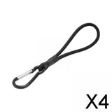 Maxbell 4xBungee Cord with Carabiner Elastic Rope Portable for Outdoor Tents Tarpaulin Black